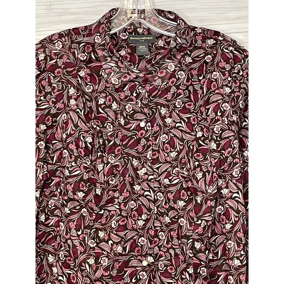 Vintage Banana Republic Shirt Womens Large Floral Sheer Button Up Fall 2007 - Picture 2 of 10